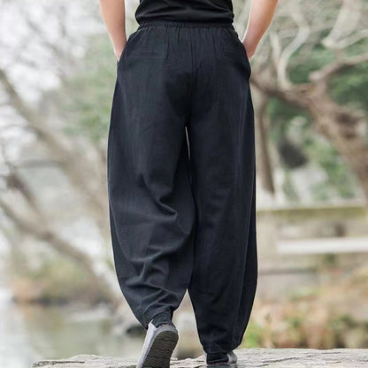 Buddha Stones Casual Simple Drawstring Men's Harem Pants With Pockets