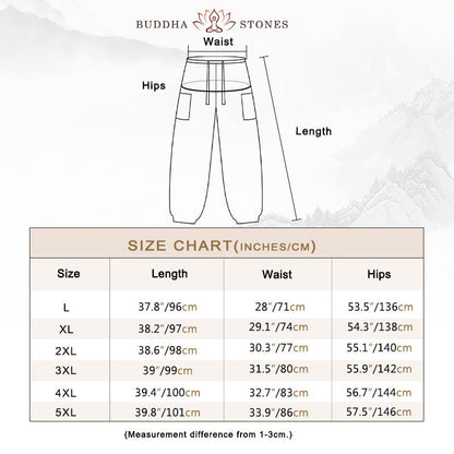 Buddha Stones Solid Color Corduroy Drawstring Men's Harem Pants With Pockets