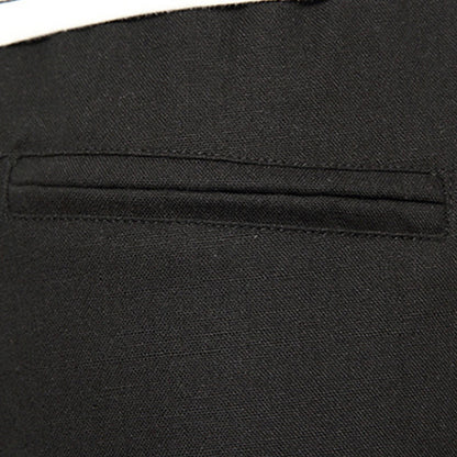 Buddha Stones Spring Plain Simple Patchwork Design Drawstring Cotton Linen Men's 7-8 Length Wide Leg Pants With Pockets