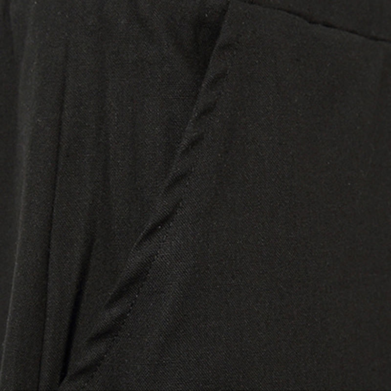 Buddha Stones Spring Plain Simple Patchwork Design Drawstring Cotton Linen Men's 7-8 Length Wide Leg Pants With Pockets