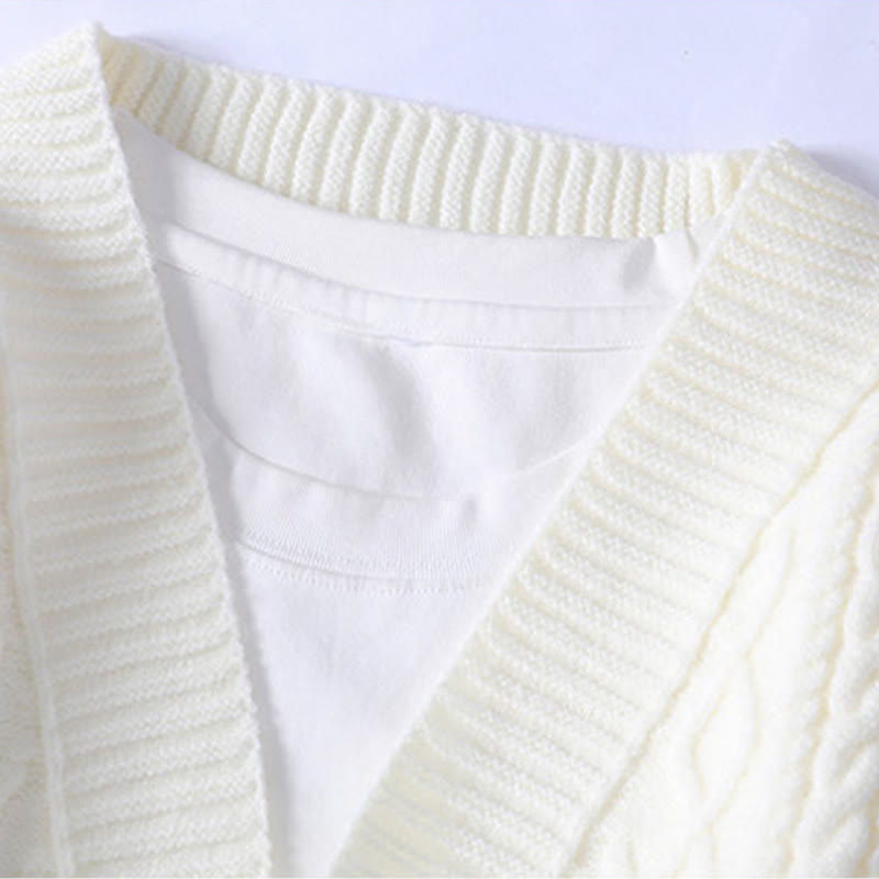 Buddha Stones Jacquard Ethnic Long Sleeve Men's Knitted Sweater With Pockets