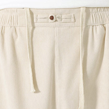 Buddha Stones Fall Solid Color Corduroy Men's Harem Pants With Pockets