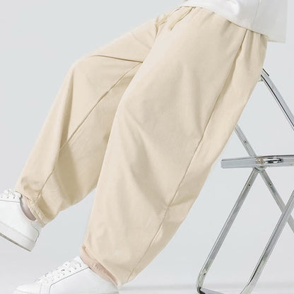 Buddha Stones Fall Solid Color Corduroy Men's Harem Pants With Pockets