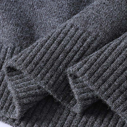 Buddha Stones Winter Buttons Crew Neck Design Warm Men's Long Sleeve Knitted Sweater