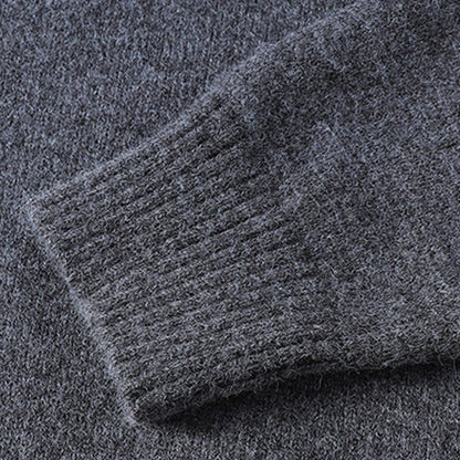 Buddha Stones Winter Buttons Crew Neck Design Warm Men's Long Sleeve Knitted Sweater