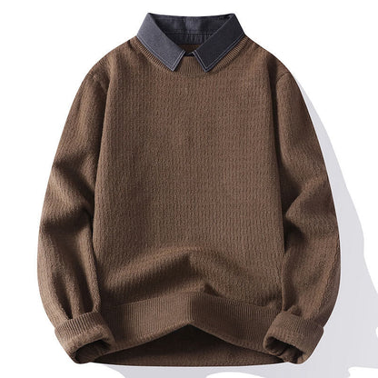 Buddha Stones Winter Stand Collar Design Warm Men's Long Sleeve Knitted Sweater