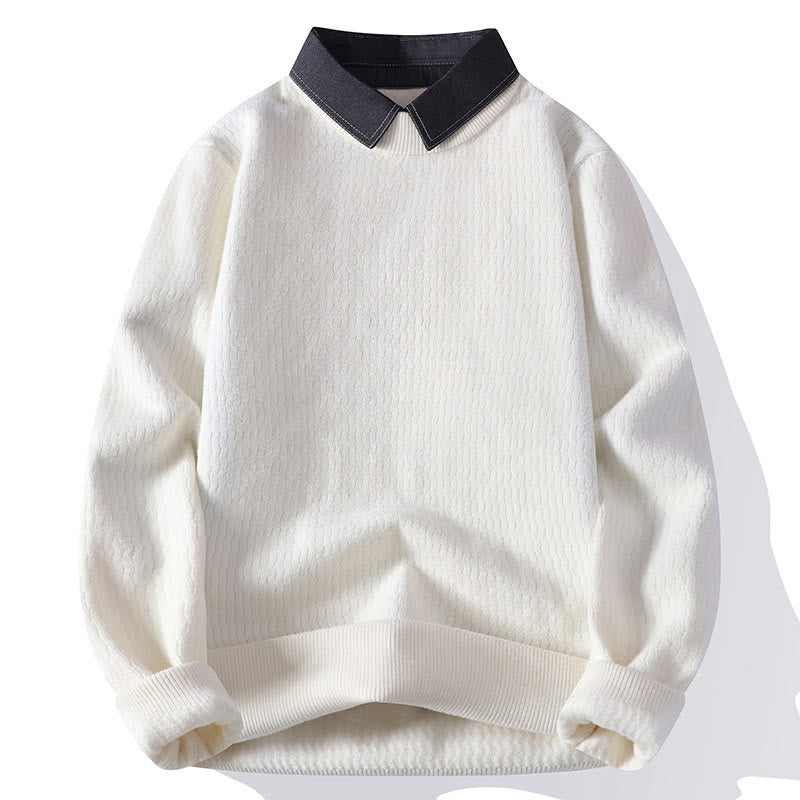 Buddha Stones Winter Stand Collar Design Warm Men's Long Sleeve Knitted Sweater