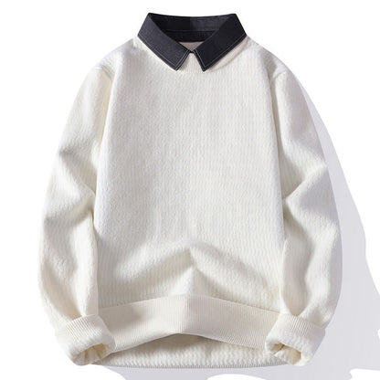 Buddha Stones Winter Stand Collar Design Warm Men's Long Sleeve Knitted Sweater