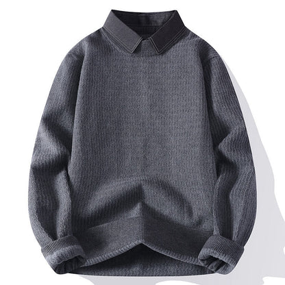 Buddha Stones Winter Stand Collar Design Warm Men's Long Sleeve Knitted Sweater