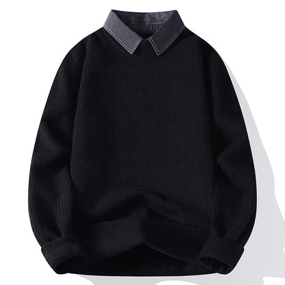 Buddha Stones Winter Stand Collar Design Warm Men's Long Sleeve Knitted Sweater