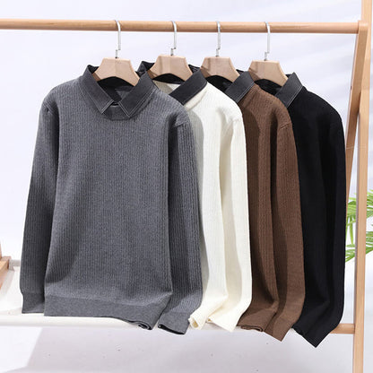 Buddha Stones Winter Stand Collar Design Warm Men's Long Sleeve Knitted Sweater