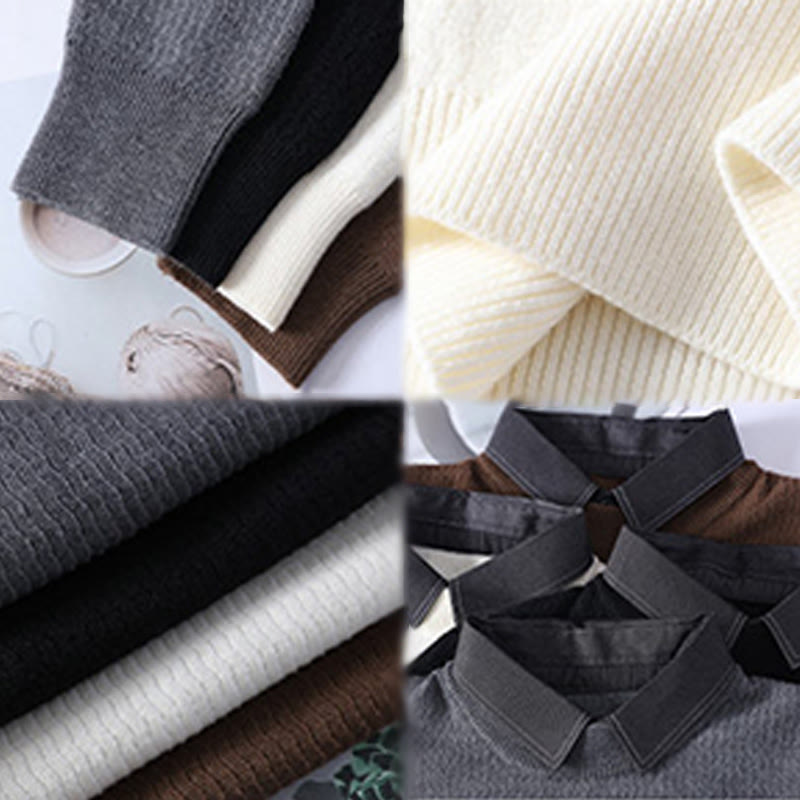 Buddha Stones Winter Stand Collar Design Warm Men's Long Sleeve Knitted Sweater