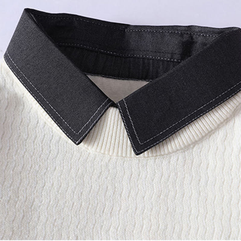 Buddha Stones Winter Stand Collar Design Warm Men's Long Sleeve Knitted Sweater