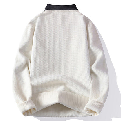 Buddha Stones Winter Stand Collar Design Warm Men's Long Sleeve Knitted Sweater
