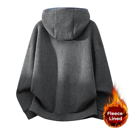 Buddha Stones Fall Winter Zipper Design Fleece Lined Long Sleeve Cotton Men's Hoodie