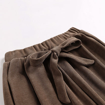 Buddha Stones Winter Solid Color Lace-up Men's Harem Cotton Corduroy Pants With Pockets