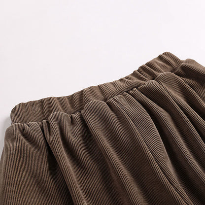 Buddha Stones Winter Solid Color Lace-up Men's Harem Cotton Corduroy Pants With Pockets