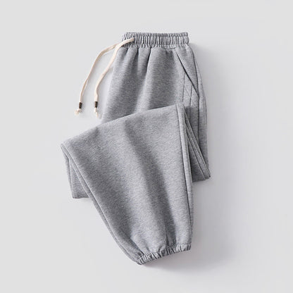 Buddha Stones Fall Winter Solid Drawstring Regular Fleece-Lined Elastic Waist Men's Cotton Harem Pants With Pockets