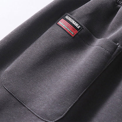 Buddha Stones Fall Winter Solid Drawstring Regular Fleece-Lined Elastic Waist Men's Cotton Harem Pants With Pockets