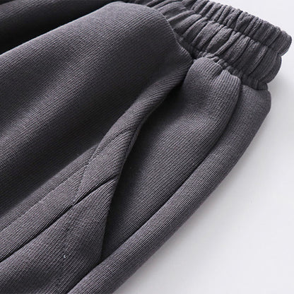 Buddha Stones Fall Winter Solid Drawstring Regular Fleece-Lined Elastic Waist Men's Cotton Harem Pants With Pockets