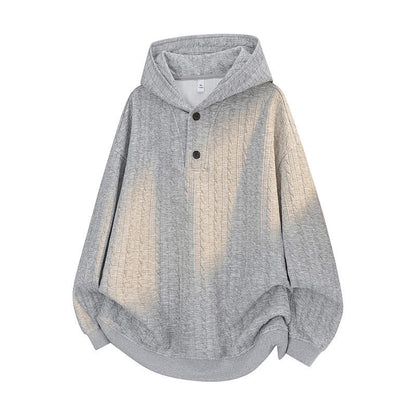Buddha Stones Fall Winter Buttons Twisted Design Long Sleeve Men's Hoodie