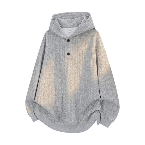 Buddha Stones Fall Winter Buttons Twisted Design Long Sleeve Men's Hoodie