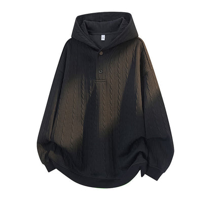Buddha Stones Fall Winter Buttons Twisted Design Long Sleeve Men's Hoodie