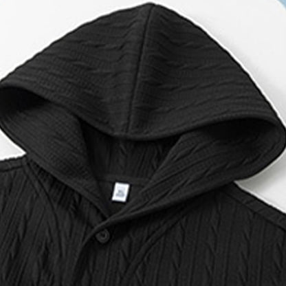 Buddha Stones Fall Winter Buttons Twisted Design Long Sleeve Men's Hoodie