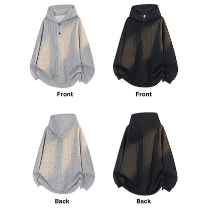 Buddha Stones Fall Winter Buttons Twisted Design Long Sleeve Men's Hoodie