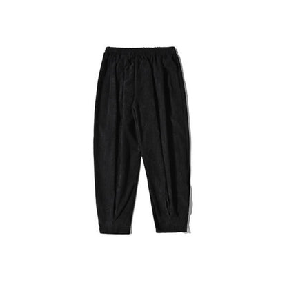 Buddha Stones Retro Men's Plain Fleece-Lined Corduroy Simple Design Harem Pants With Pockets