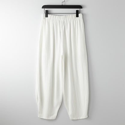 Buddha Stones Summer Solid Color Drawstring Ankle-Length Men's Harem Pants With Pockets
