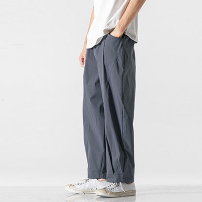 Buddha Stones Summer Solid Drawstring Ankle-Length Men's Cargo Harem Pants With Pockets