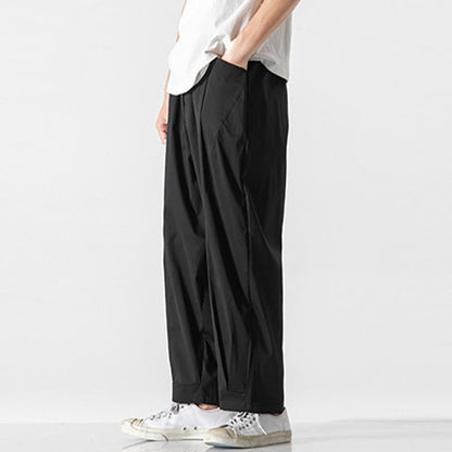 Buddha Stones Summer Solid Drawstring Ankle-Length Men's Cargo Harem Pants With Pockets