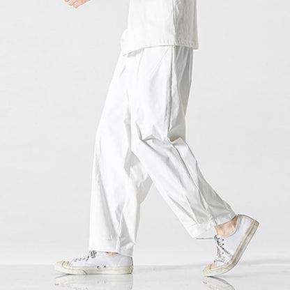Buddha Stones Summer Solid Drawstring Ankle-Length Men's Cargo Harem Pants With Pockets
