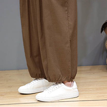 Buddha Stones Summer Zen Elastic Waist Cuff Men's Cropped Harem Pants With Pockets