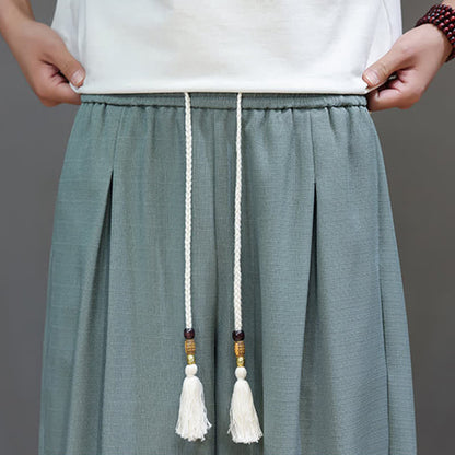 Buddha Stones Summer Drawstring Solid Men's Elastic Waist Harem Pants With Pockets