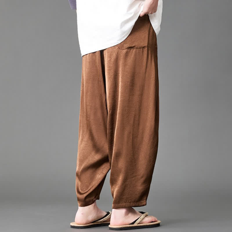 Buddha Stones Summer Casual Patch Pocket Solid Men's Harem Pants With Pockets