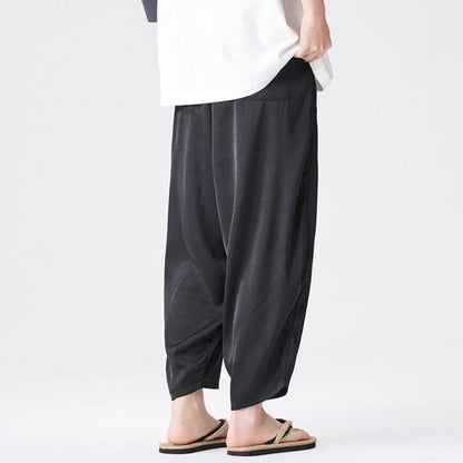 Buddha Stones Summer Casual Patch Pocket Solid Men's Harem Pants With Pockets