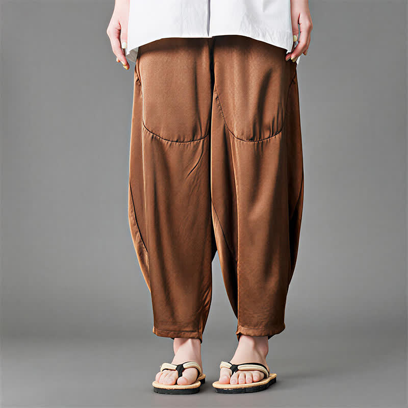 Buddha Stones Summer Casual Patch Pocket Solid Men's Harem Pants With Pockets
