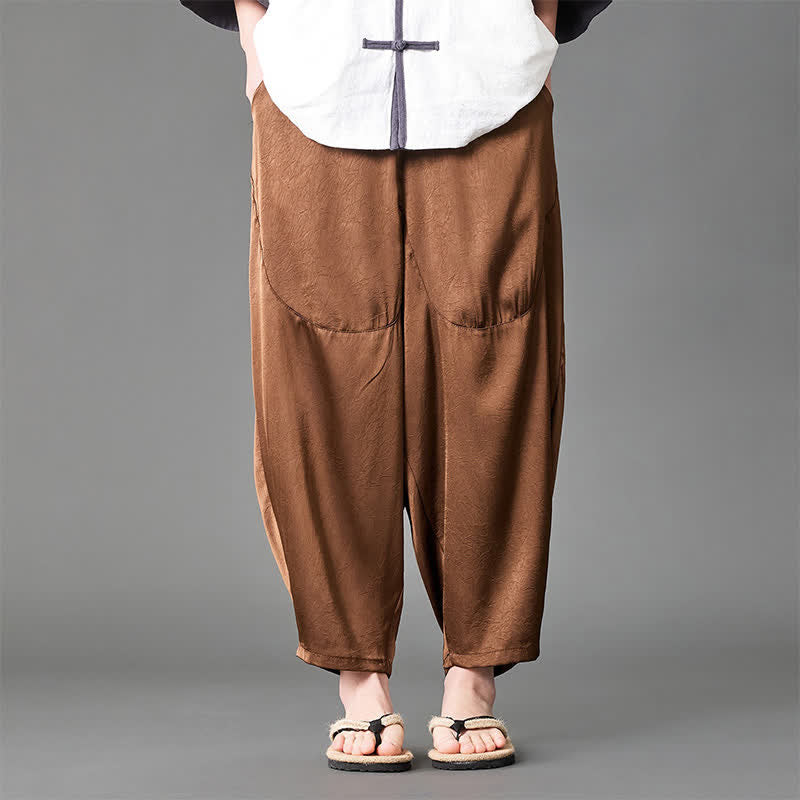 Buddha Stones Summer Casual Patch Pocket Solid Men's Harem Pants With Pockets