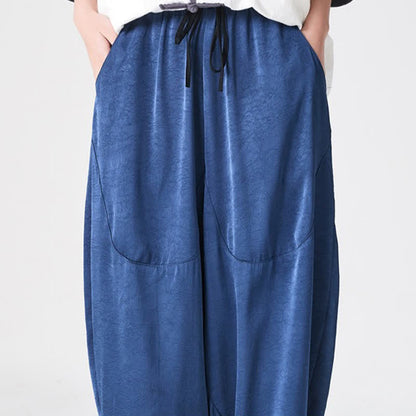 Buddha Stones Summer Casual Patch Pocket Solid Men's Harem Pants With Pockets