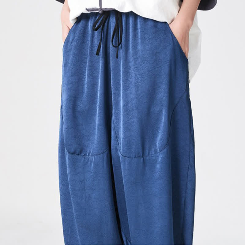 Buddha Stones Summer Casual Patch Pocket Solid Men's Harem Pants With Pockets