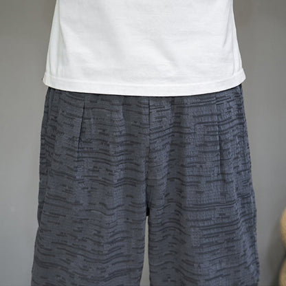 Buddha Stones Summer Minimalist Side Slit Solid Men's Harem Three-Quarter Pants With Pockets