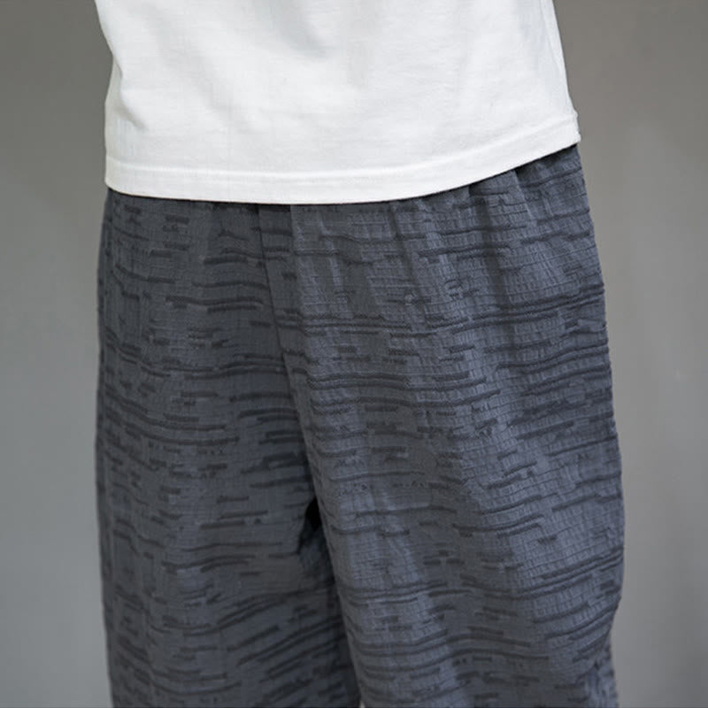 Buddha Stones Summer Minimalist Side Slit Solid Men's Harem Three-Quarter Pants With Pockets
