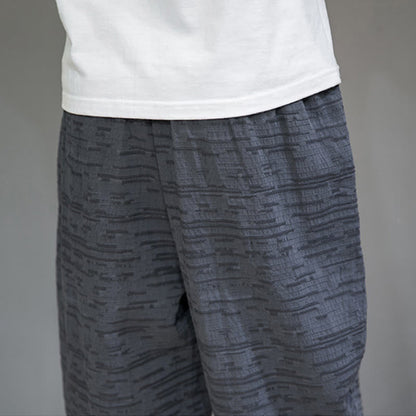 Buddha Stones Summer Minimalist Side Slit Solid Men's Harem Three-Quarter Pants With Pockets