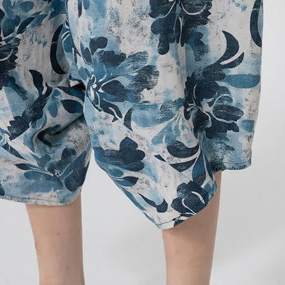 Buddha Stones Summer Boho Casual Elastic Waist Geometric Floral Pattern Capri Pants Men's Harem Pants