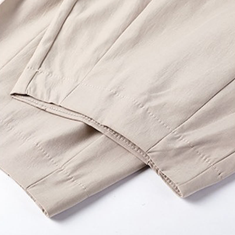 Buddha Stones Summer Casual Minimalist Drawstring Solid Capri Pants Men's Harem Pants With Pockets