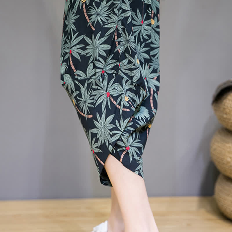 Buddha Stones Summer Boho Casual Drawstring Floral Capri Pants Men's Harem Pants With Pocket