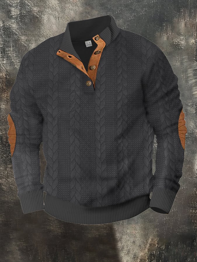 Men's Retro Comfort Warm Textured Fabric Design Sweatshirt