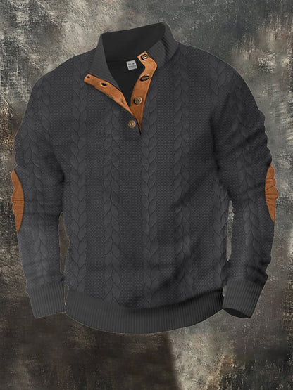 Men's Retro Comfort Warm Textured Fabric Design Sweatshirt